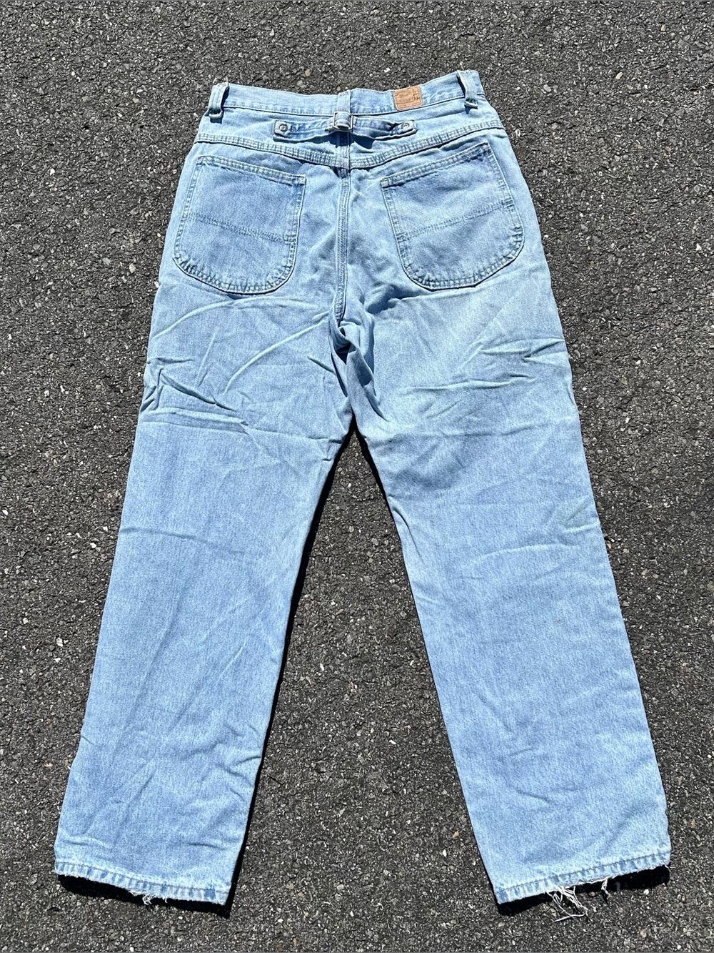Vintage Light Wash Buckle Back Riders Straight Leg Jeans Distressed Y2K Size 30